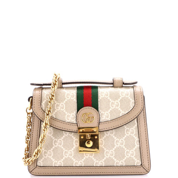 Gucci Ophidia Flap Top Handle Bag GG Coated Canvas Mini