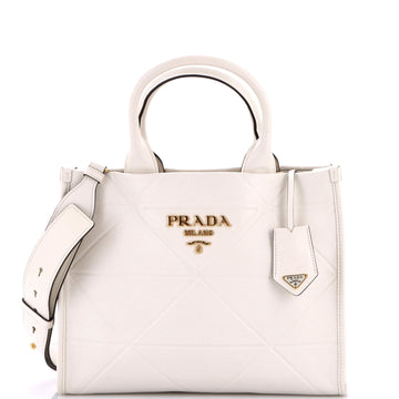 Prada Symbole Shopper Tote Embossed Leather Small
