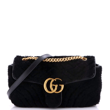 Gucci GG Marmont Flap Bag Matelasse Shearling Small