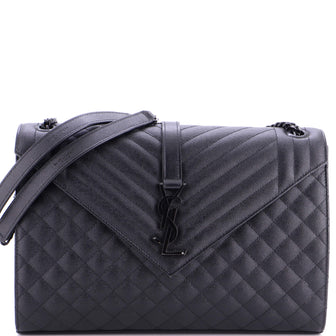 Saint Laurent Classic Monogram Envelope Satchel Mixed Matelasse Leather Large
