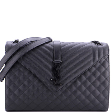 Saint Laurent Classic Monogram Envelope Satchel Mixed Matelasse Leather Large