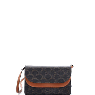 Celine Wallet on Strap Triomphe Coated Canvas