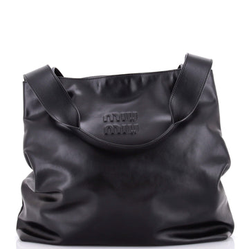 Miu Miu Logo Embossed Tote Leather Large