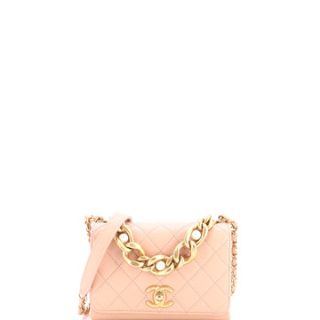 Chanel Pearl Boy Chain Flap Bag Quilted Calfskin Mini