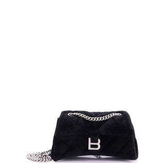 Balenciaga Crush Chain Flap Bag Quilted Velvet Small