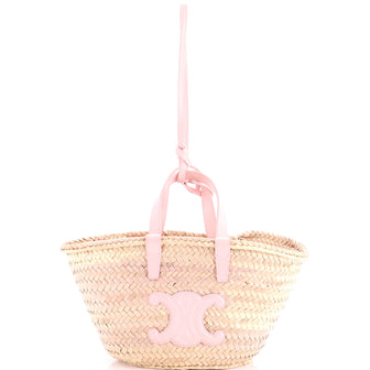 Celine Classic Panier Basket Tote Raffia and Leather Teen