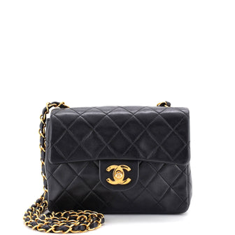 Chanel Vintage Square Classic Single Flap Bag Quilted Lambskin Mini