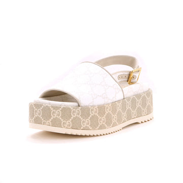 Gucci Women's Angelina Platform Slingback Sandals GG Coated Canvas