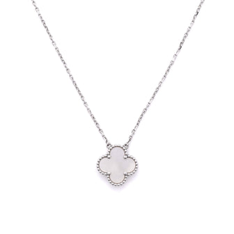 Van Cleef & Arpels Vintage Alhambra Pendant Necklace 18K White Gold and Mother of Pearl