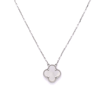 Van Cleef & Arpels Vintage Alhambra Pendant Necklace 18K White Gold and Mother of Pearl