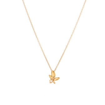 Tiffany & Co. Paloma Picasso Olive Leaf Pendant Necklace 18K Yellow Gold with Diamond Mini