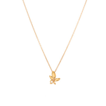 Tiffany & Co. Paloma Picasso Olive Leaf Pendant Necklace 18K Yellow Gold with Diamond Mini