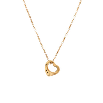Tiffany & Co. Elsa Peretti Open Heart Pendant Necklace 18K Yellow Gold 11mm