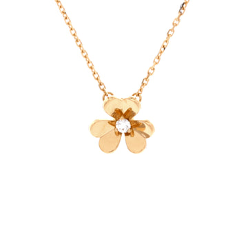 Van Cleef & Arpels Frivole Pendant Necklace 18K Yellow Gold and Diamond Mini