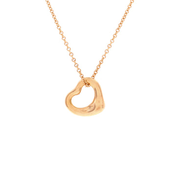 Tiffany & Co. Elsa Peretti Open Heart Pendant Necklace 18K Rose Gold 11mm