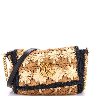 Gucci GG Marmont Flap Bag Raffia Mini
