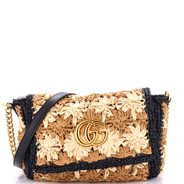 Gucci GG Marmont Flap Bag Raffia Mini