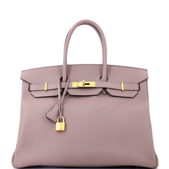 Hermes Birkin Handbag Grey Epsom with Gold Hardware 35
