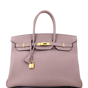 Hermes Birkin Handbag Grey Epsom with Gold Hardware 35