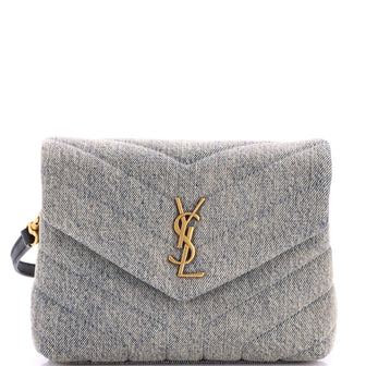 Saint Laurent Loulou Shoulder Bag Matelasse Chevron Denim Toy