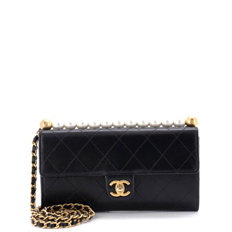Chanel Chic Pearls Clutch with Chain Quilted Goatskin