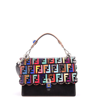Fendi Kan I Bag Zucca Embossed Patent and Leather Medium