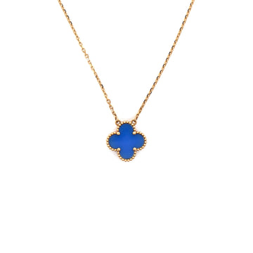 Van Cleef & Arpels Vintage Alhambra Pendant Necklace 18K Yellow Gold and Agate