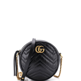 Gucci GG Marmont Round Shoulder Bag Matelasse Leather Mini