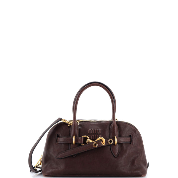 Miu Miu Aventure Top Handle Bag Leather Regular Brown 4309671