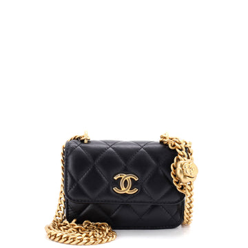 Chanel Sweet Camellia Flap Clutch with Chain Quilted Lambskin Mini