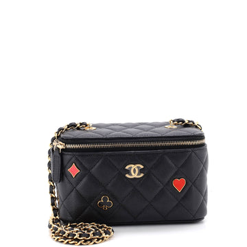 Chanel Coco Casino Vanity Case with Chain Quilted Caviar Small