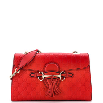 Gucci Emily Chain Flap Bag Guccissima Leather Medium