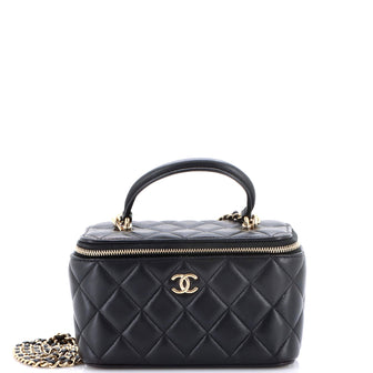 Chanel Classic Top Handle Vanity Case with Chain Quilted Lambskin Small
