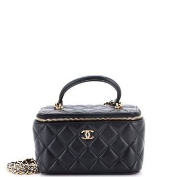 Chanel Classic Top Handle Vanity Case with Chain Quilted Lambskin Small