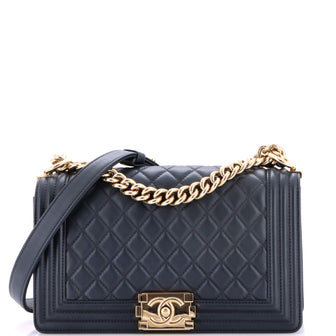Chanel Boy Flap Bag Quilted Calfskin Old Medium
