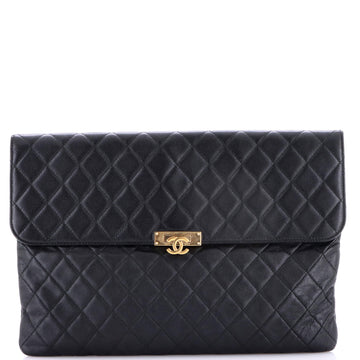 Chanel Golden Class O Case Clutch Quilted Caviar Large