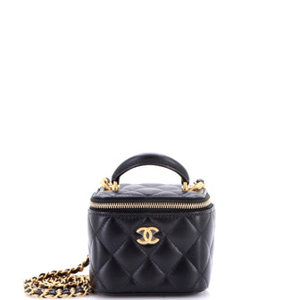 Chanel Classic Top Handle Vanity Case with Chain Quilted Lambskin Mini