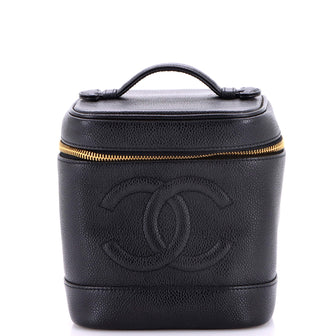 Chanel Vintage Timeless Cosmetic Case Caviar Tall
