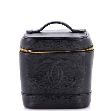 Chanel Vintage Timeless Cosmetic Case Caviar Tall