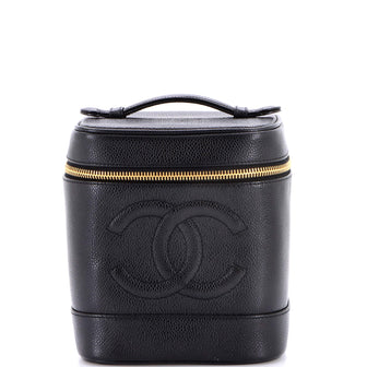 Chanel Vintage Timeless Cosmetic Case Caviar Tall