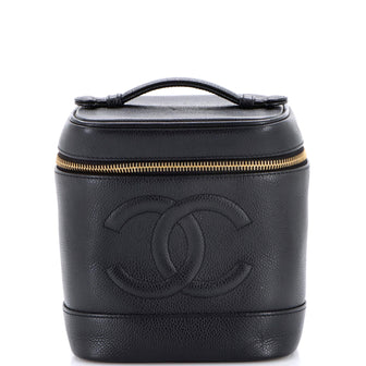 Chanel Vintage Timeless Cosmetic Case Caviar Tall