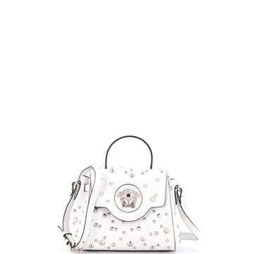Versace La Medusa Top Handle Bag Studded Leather Small