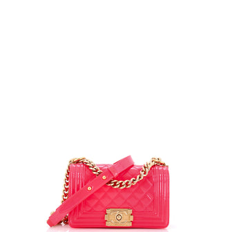 Chanel Boy Flap Bag Quilted Patent Small