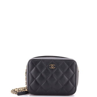 Chanel Square CC Chain Camera Bag Quilted Caviar Mini