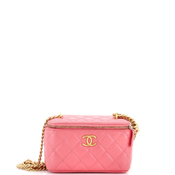 Chanel All Slide Long Vanity Case with Chain Quilted Lambskin Small
