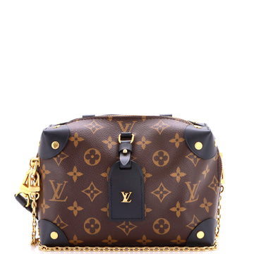 Louis Vuitton Petite Malle Souple Handbag Monogram Canvas with Leather