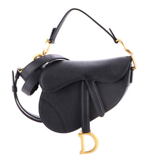 Christian Dior Saddle Handbag with Strap Leather Mini