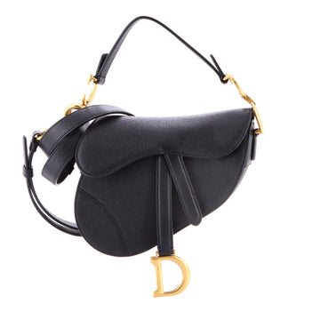 Christian Dior Saddle Handbag with Strap Leather Mini