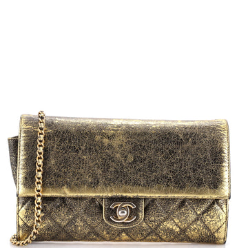 Chanel Zip Away Chain Clutch Crackled Calfskin