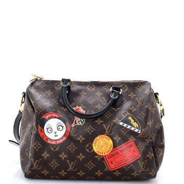 Louis Vuitton Speedy Bandouliere Bag Limited Edition World Tour Monogram Canvas 30